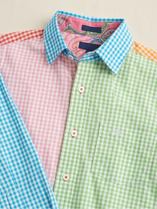 Lilly Pulitzer Other - Lilly Pulitzer via Palm Beach Colorblock Gingham Button-Down Shirt Blue, Pink M